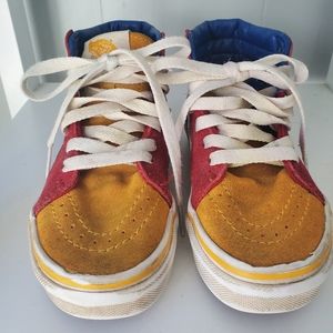 VANS Old Skool Sk8-Hi Shoes Red/Blue/Yellow size 11 kids